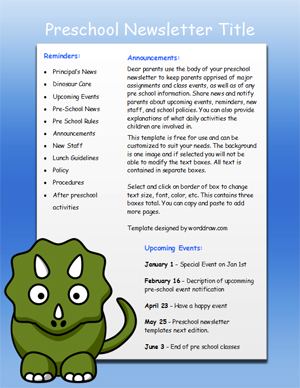 Free Preschool Newsletter Template