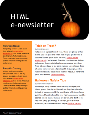 halloween electronic newsletter template