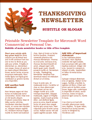 thanksgiving newsletter template