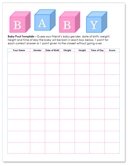 Baby Birth Pool Chart