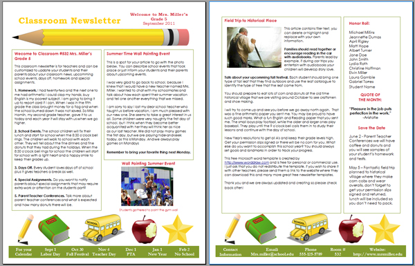 Parent Newsletter Template For Teachers from www.worddraw.com