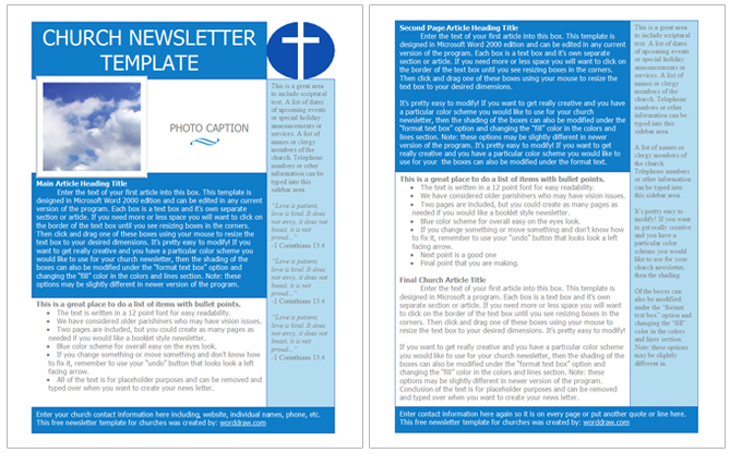 church newsletter templates